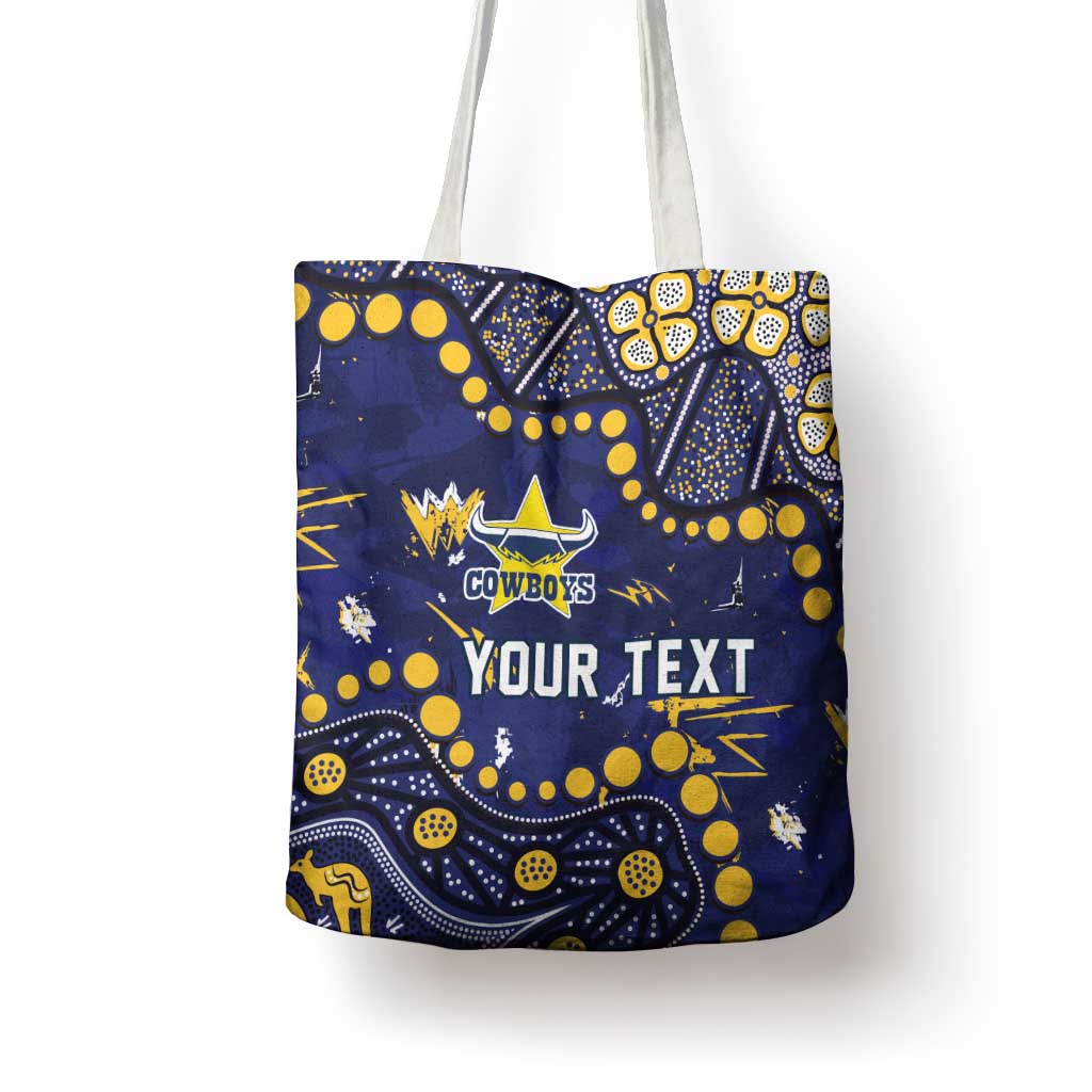Personalized North Queensland Cowboys Tote Bag Aboriginal Pattern with Graffiti Style Design