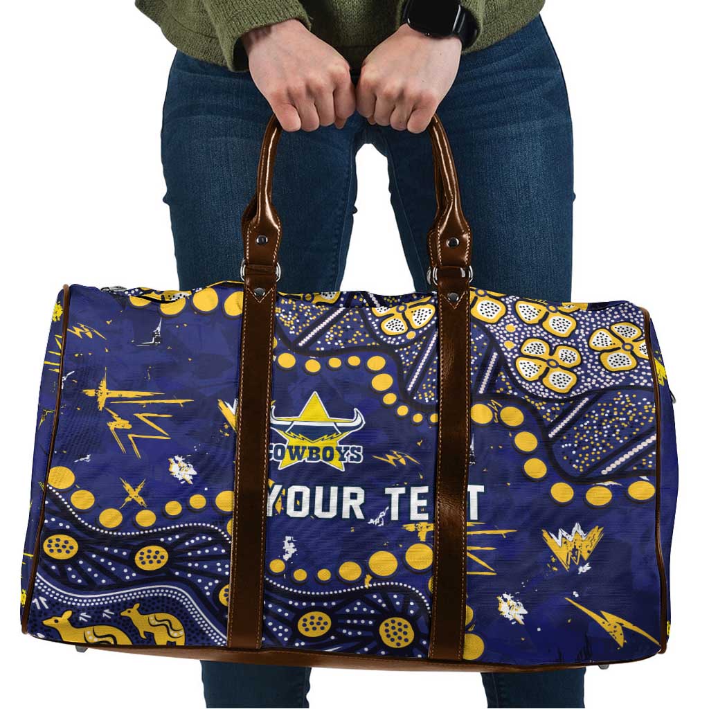 Personalized North Queensland Cowboys Travel Bag Aboriginal Pattern with Graffiti Style Design