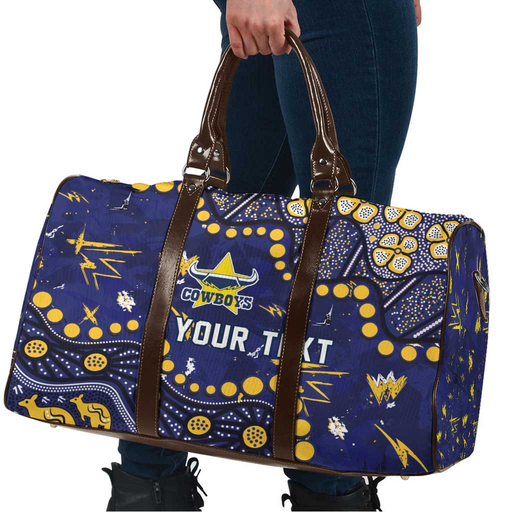 Personalized North Queensland Cowboys Travel Bag Aboriginal Pattern with Graffiti Style Design