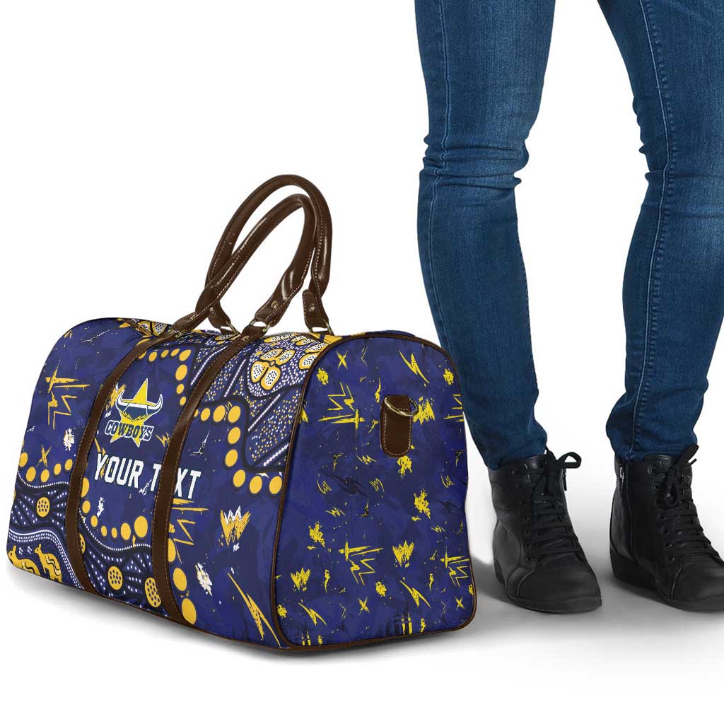 Personalized North Queensland Cowboys Travel Bag Aboriginal Pattern with Graffiti Style Design