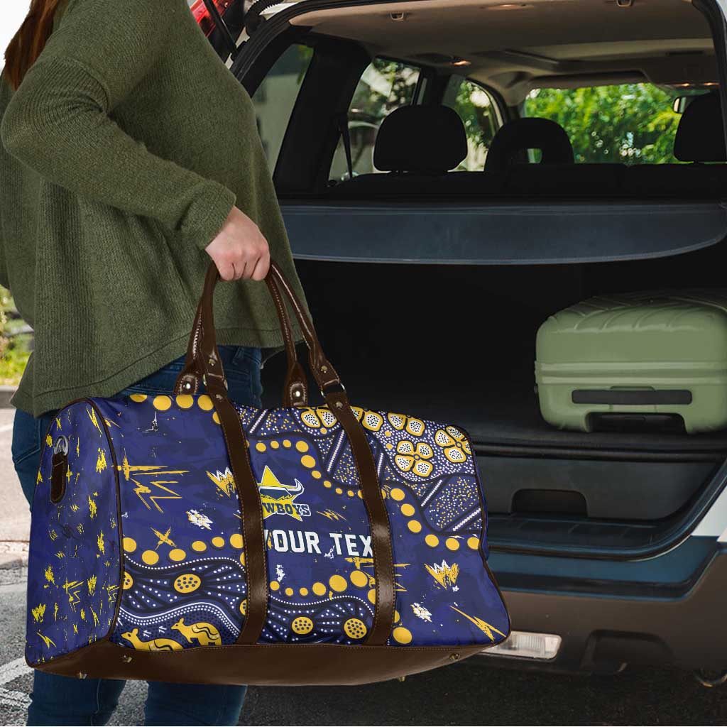 Personalized North Queensland Cowboys Travel Bag Aboriginal Pattern with Graffiti Style Design