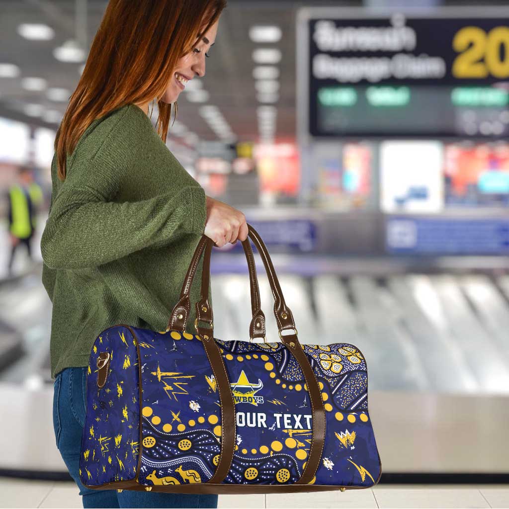 Personalized North Queensland Cowboys Travel Bag Aboriginal Pattern with Graffiti Style Design