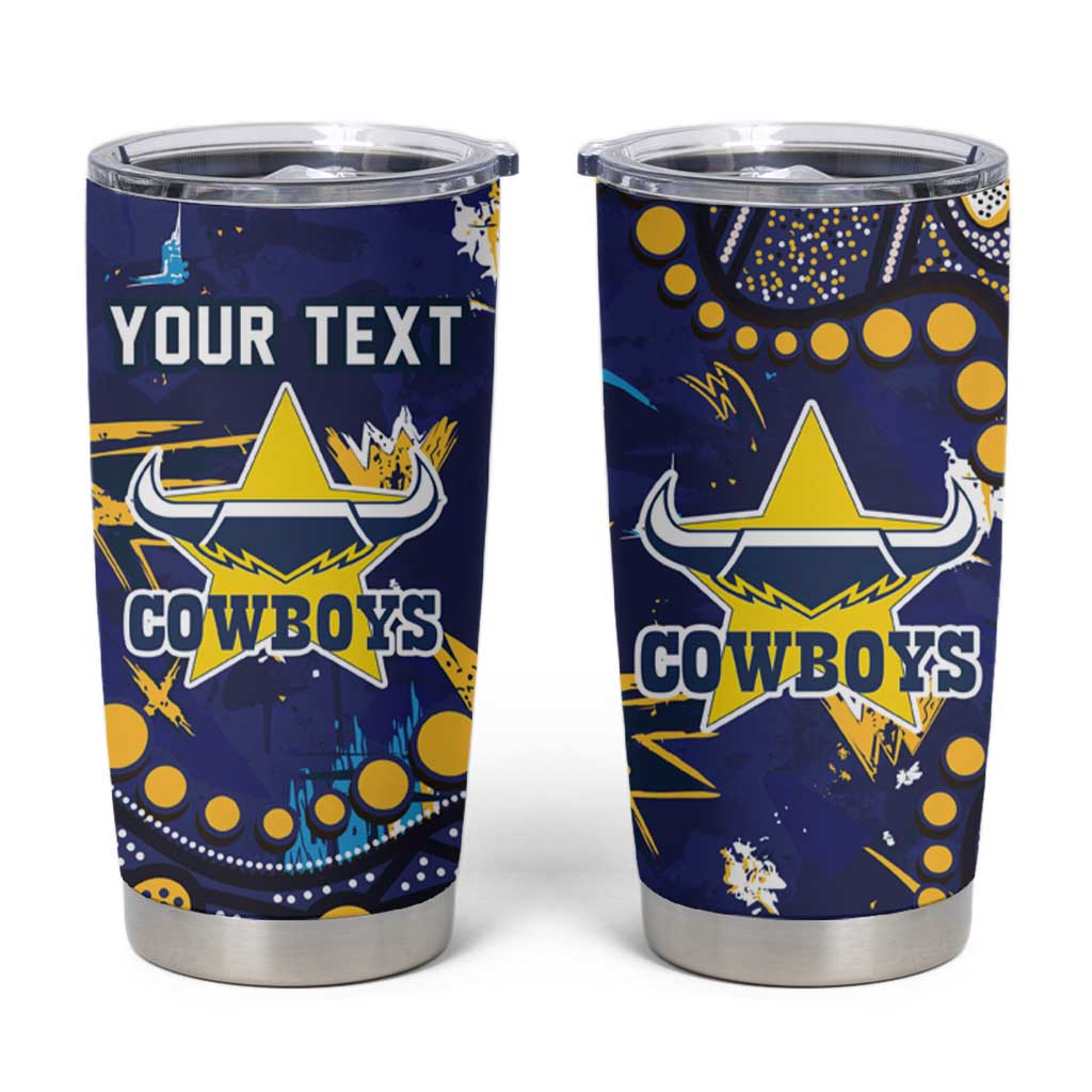 Personalized North Queensland Cowboys Tumbler Cup Aboriginal Pattern with Graffiti Style Design