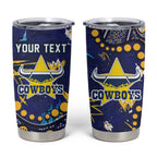 Personalized North Queensland Cowboys Tumbler Cup Aboriginal Pattern with Graffiti Style Design