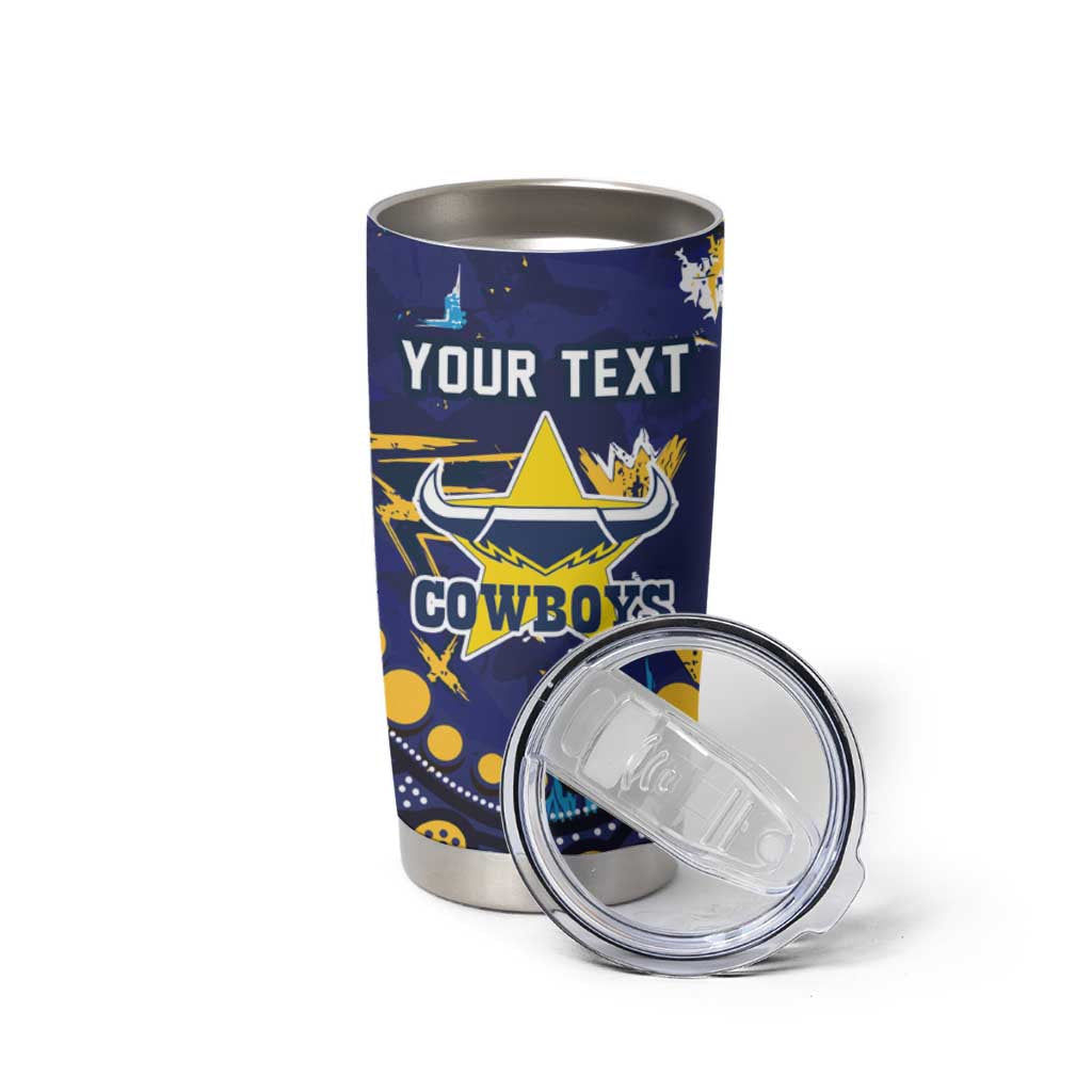 Personalized North Queensland Cowboys Tumbler Cup Aboriginal Pattern with Graffiti Style Design
