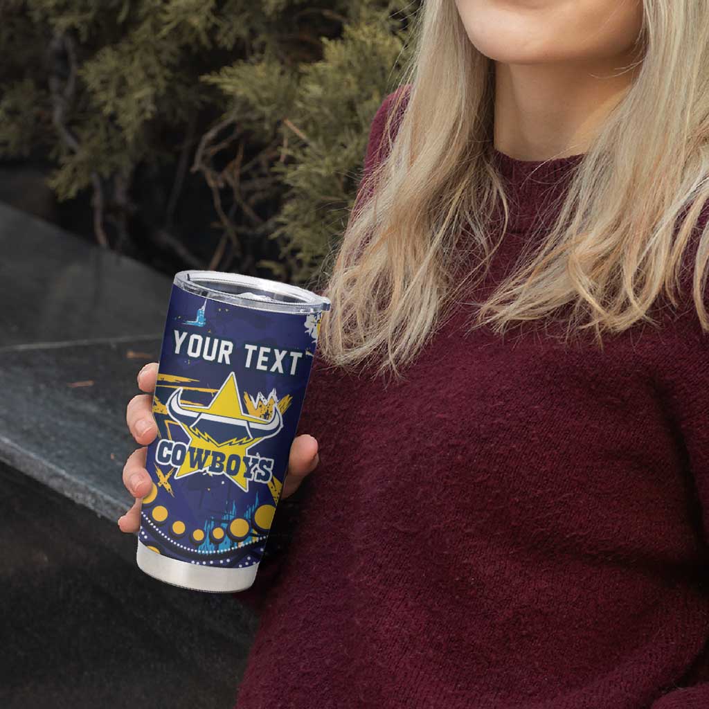 Personalized North Queensland Cowboys Tumbler Cup Aboriginal Pattern with Graffiti Style Design