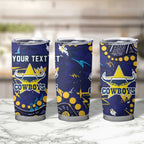 Personalized North Queensland Cowboys Tumbler Cup Aboriginal Pattern with Graffiti Style Design