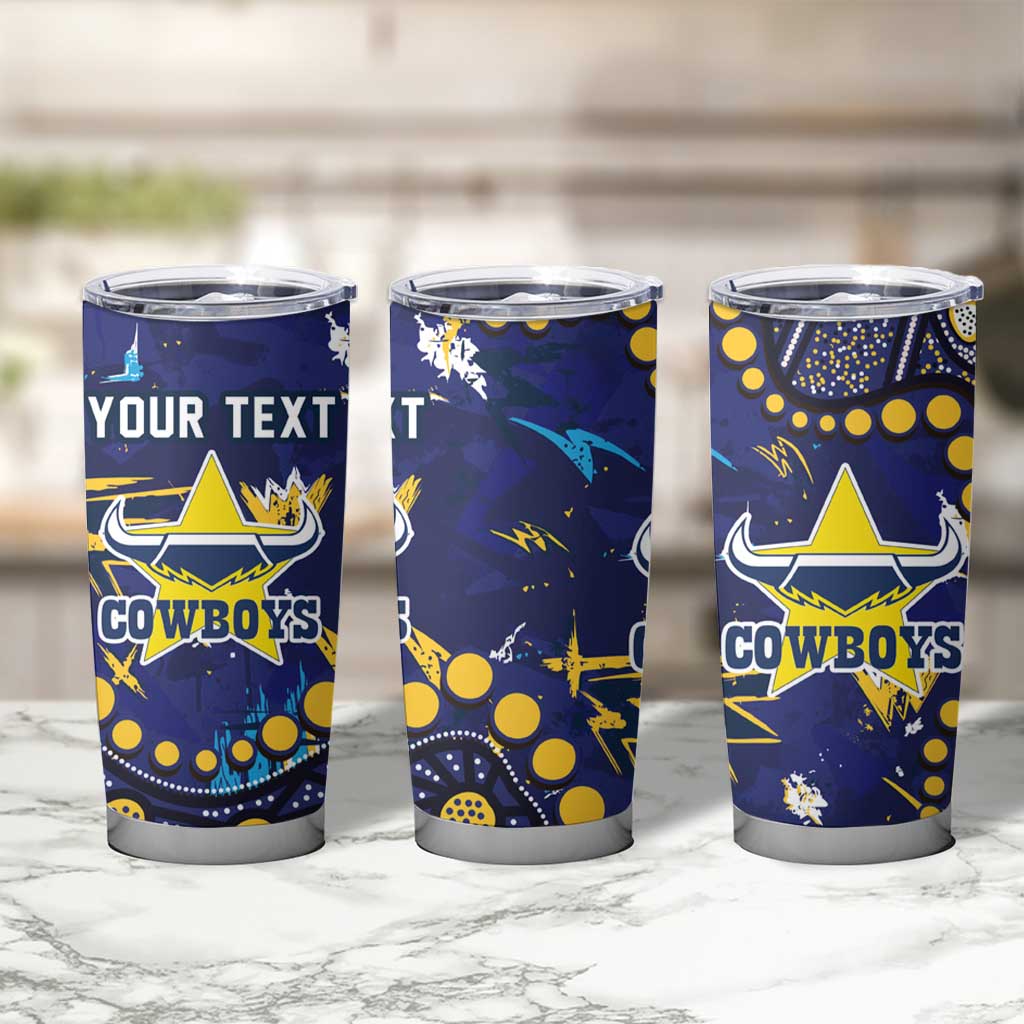Personalized North Queensland Cowboys Tumbler Cup Aboriginal Pattern with Graffiti Style Design