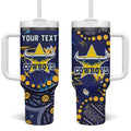 Personalized North Queensland Cowboys Tumbler With Handle Aboriginal Pattern with Graffiti Style Design