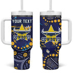 Personalized North Queensland Cowboys Tumbler With Handle Aboriginal Pattern with Graffiti Style Design