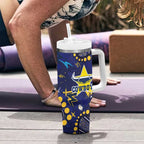 Personalized North Queensland Cowboys Tumbler With Handle Aboriginal Pattern with Graffiti Style Design