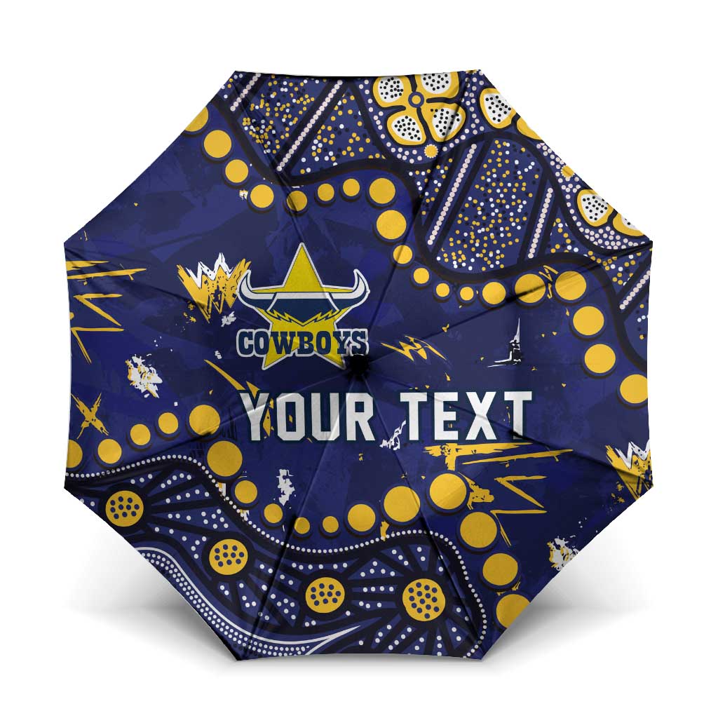 Personalized North Queensland Cowboys Umbrella Aboriginal Pattern with Graffiti Style Design