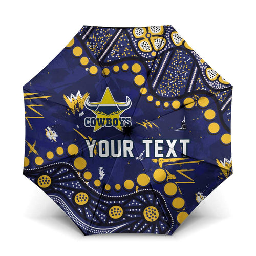Personalized North Queensland Cowboys Umbrella Aboriginal Pattern with Graffiti Style Design