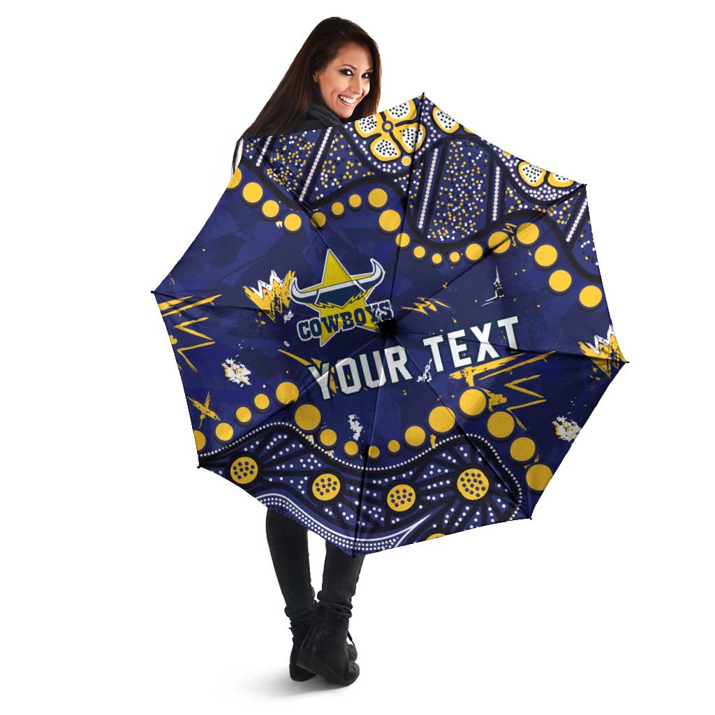 Personalized North Queensland Cowboys Umbrella Aboriginal Pattern with Graffiti Style Design