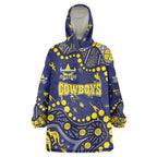 Personalized North Queensland Cowboys Wearable Blanket Hoodie Aboriginal Pattern with Graffiti Style Design