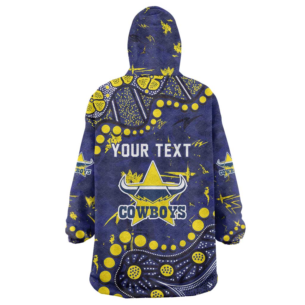 Personalized North Queensland Cowboys Wearable Blanket Hoodie Aboriginal Pattern with Graffiti Style Design