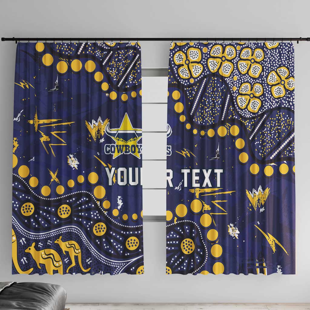 Personalized North Queensland Cowboys Window Curtain Aboriginal Pattern with Graffiti Style Design