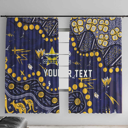 Personalized North Queensland Cowboys Window Curtain Aboriginal Pattern with Graffiti Style Design