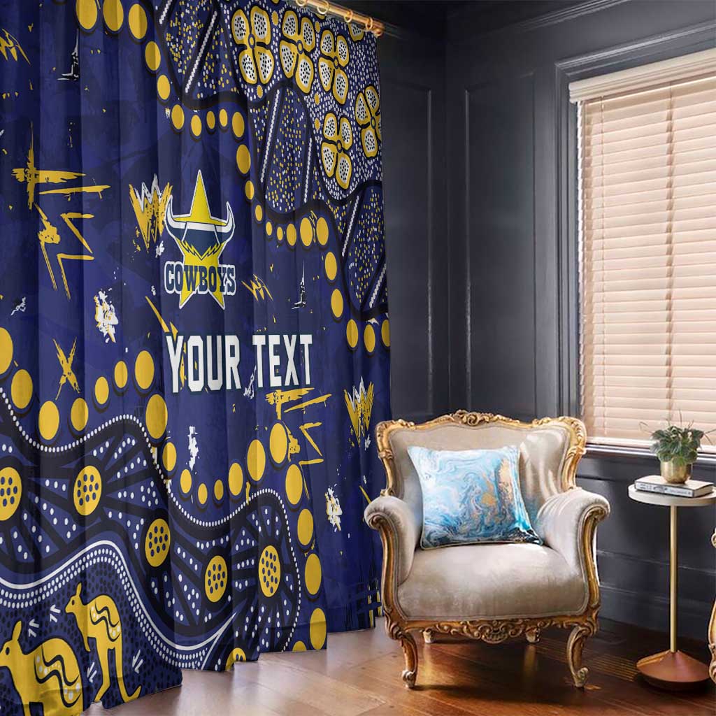 Personalized North Queensland Cowboys Window Curtain Aboriginal Pattern with Graffiti Style Design