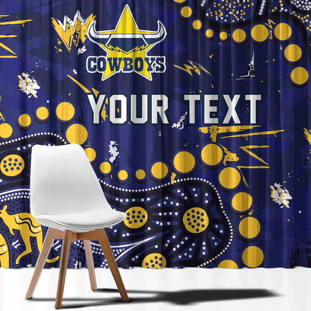 Personalized North Queensland Cowboys Window Curtain Aboriginal Pattern with Graffiti Style Design