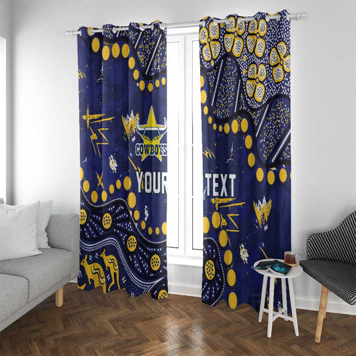 Personalized North Queensland Cowboys Window Curtain Aboriginal Pattern with Graffiti Style Design