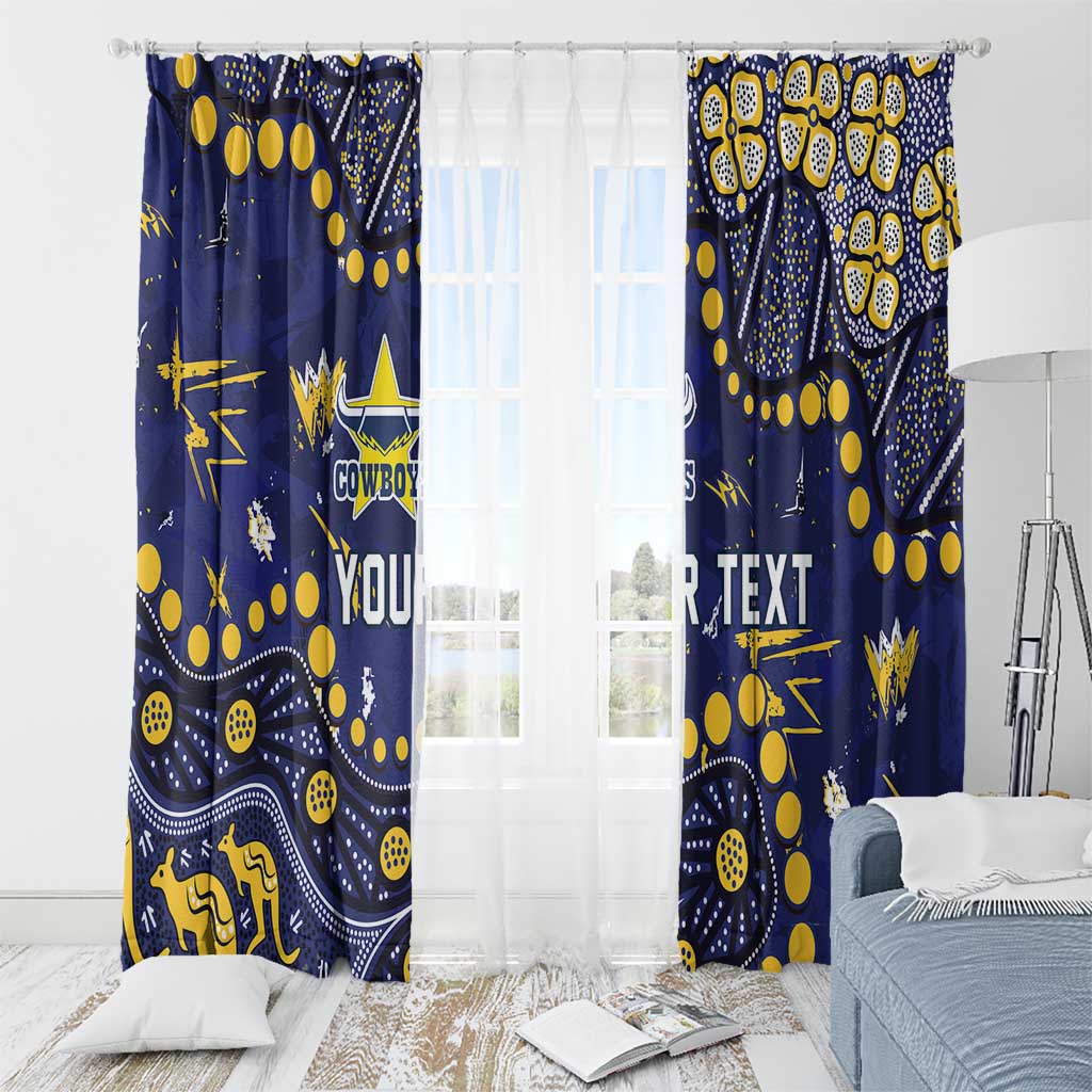 Personalized North Queensland Cowboys Window Curtain Aboriginal Pattern with Graffiti Style Design