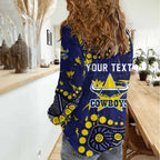 Personalized North Queensland Cowboys Women Casual Shirt Aboriginal Pattern with Graffiti Style Design