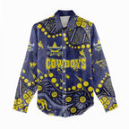Personalized North Queensland Cowboys Women Casual Shirt Aboriginal Pattern with Graffiti Style Design