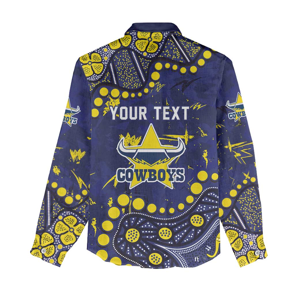 Personalized North Queensland Cowboys Women Casual Shirt Aboriginal Pattern with Graffiti Style Design
