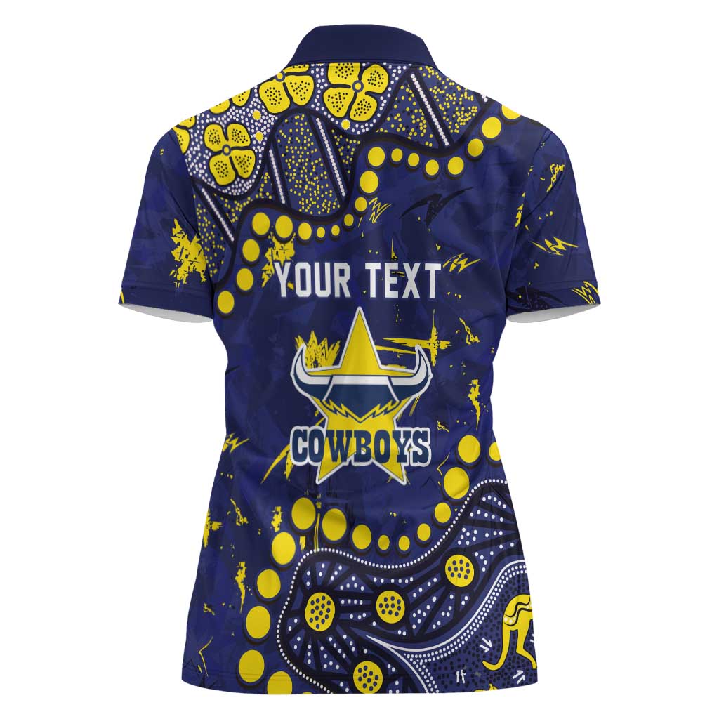 Personalized North Queensland Cowboys Women Polo Shirt Aboriginal Pattern with Graffiti Style Design