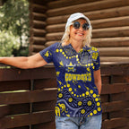 Personalized North Queensland Cowboys Women Polo Shirt Aboriginal Pattern with Graffiti Style Design