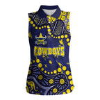 Personalized North Queensland Cowboys Women Sleeveless Polo Shirt Aboriginal Pattern with Graffiti Style Design