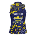 Personalized North Queensland Cowboys Women Sleeveless Polo Shirt Aboriginal Pattern with Graffiti Style Design