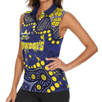 Personalized North Queensland Cowboys Women Sleeveless Polo Shirt Aboriginal Pattern with Graffiti Style Design