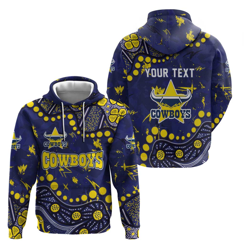 Personalized North Queensland Cowboys Zip Hoodie Aboriginal Pattern with Graffiti Style Design