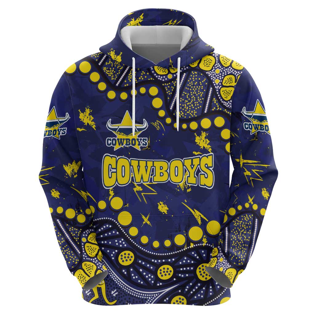 Personalized North Queensland Cowboys Zip Hoodie Aboriginal Pattern with Graffiti Style Design