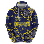 Personalized North Queensland Cowboys Zip Hoodie Aboriginal Pattern with Graffiti Style Design