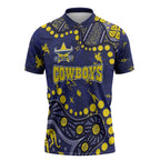 Personalized North Queensland Cowboys Zipper Polo Shirt Aboriginal Pattern with Graffiti Style Design