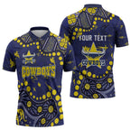 Personalized North Queensland Cowboys Zipper Polo Shirt Aboriginal Pattern with Graffiti Style Design