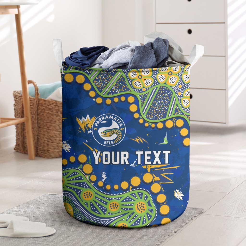 Personalized Parramatta Eels Laundry Basket Aboriginal Pattern with Graffiti Style Design