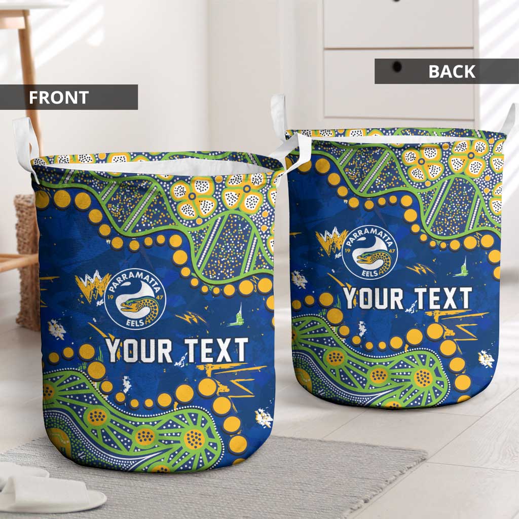 Personalized Parramatta Eels Laundry Basket Aboriginal Pattern with Graffiti Style Design