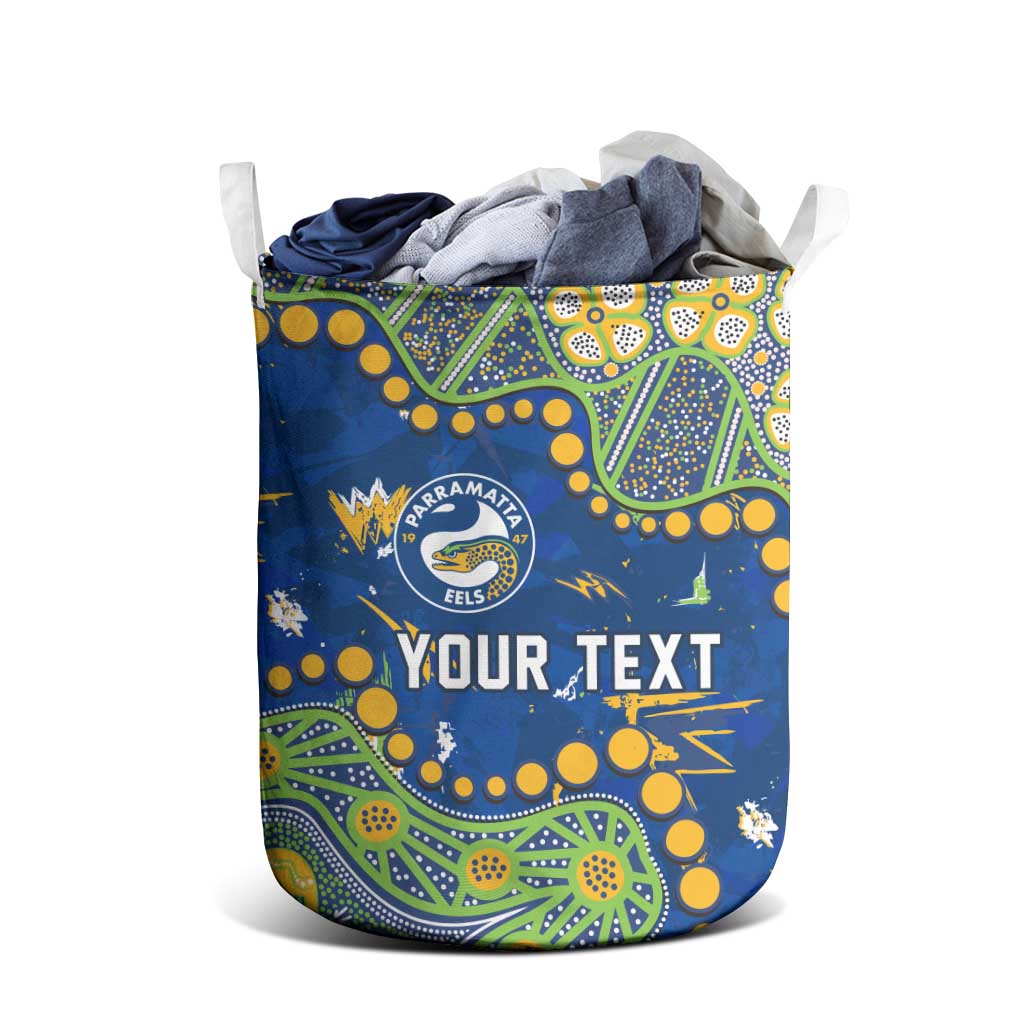 Personalized Parramatta Eels Laundry Basket Aboriginal Pattern with Graffiti Style Design