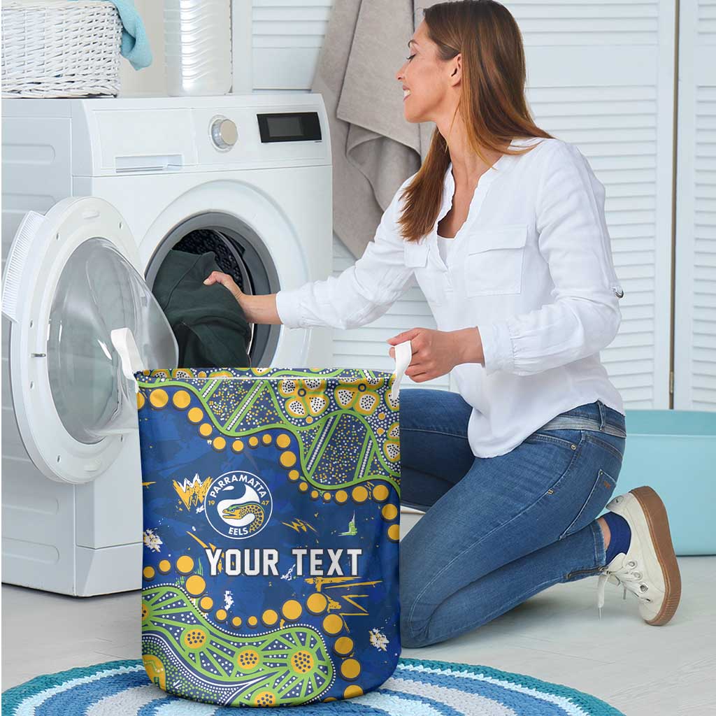 Personalized Parramatta Eels Laundry Basket Aboriginal Pattern with Graffiti Style Design