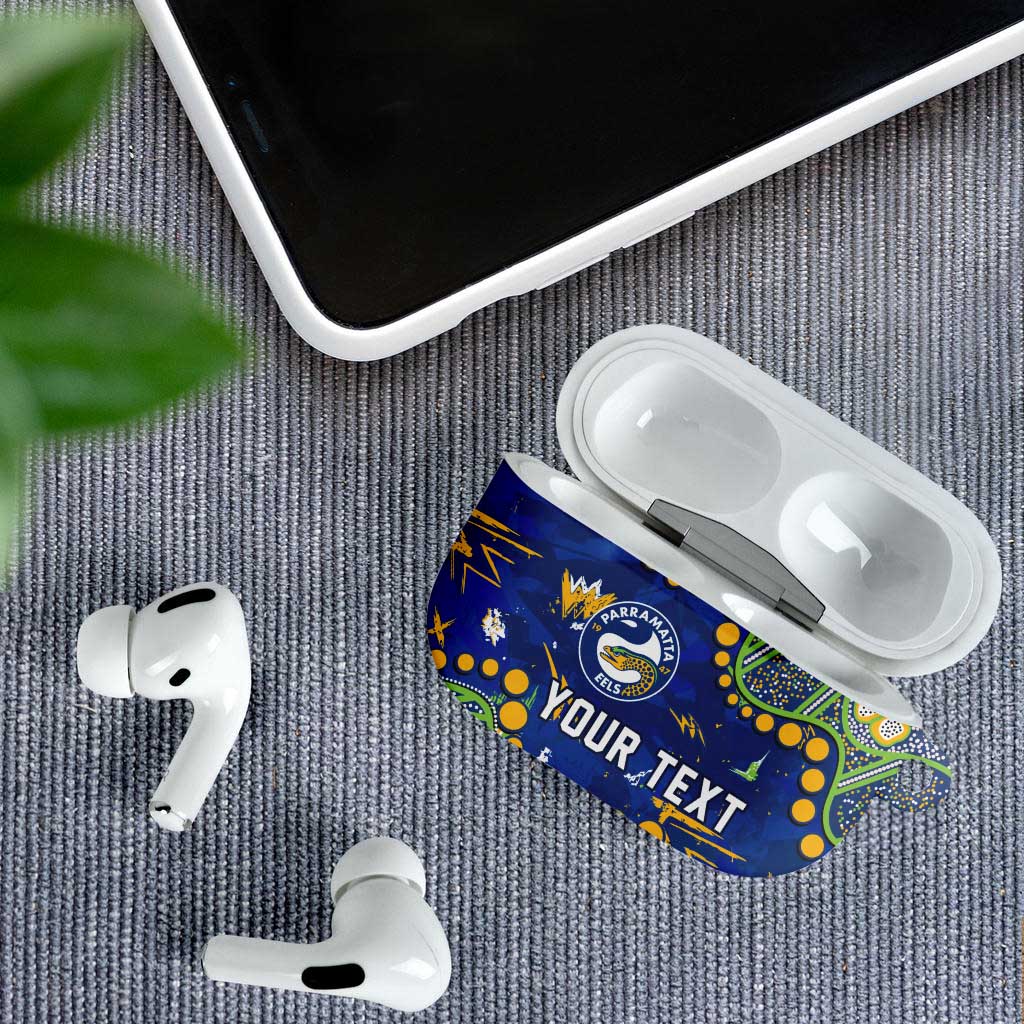Personalized Parramatta Eels AirPods Case Aboriginal Pattern with Graffiti Style Design