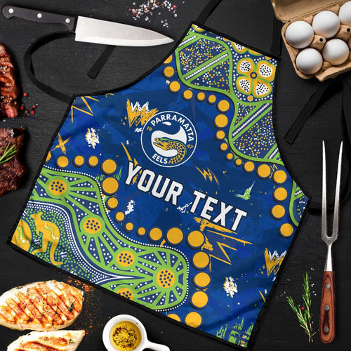 Personalized Parramatta Eels Apron Aboriginal Pattern with Graffiti Style Design