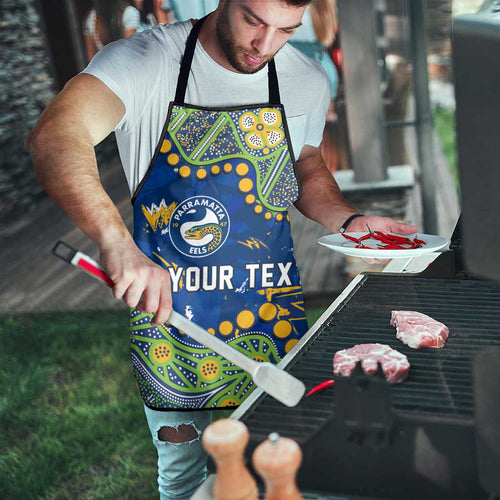 Personalized Parramatta Eels Apron Aboriginal Pattern with Graffiti Style Design