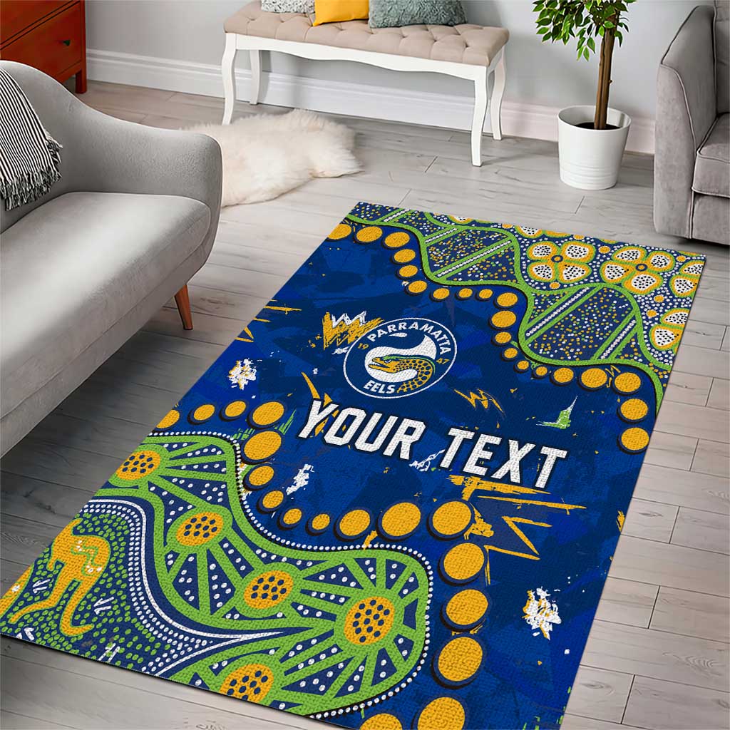 Personalized Parramatta Eels Area Rug Aboriginal Pattern with Graffiti Style Design