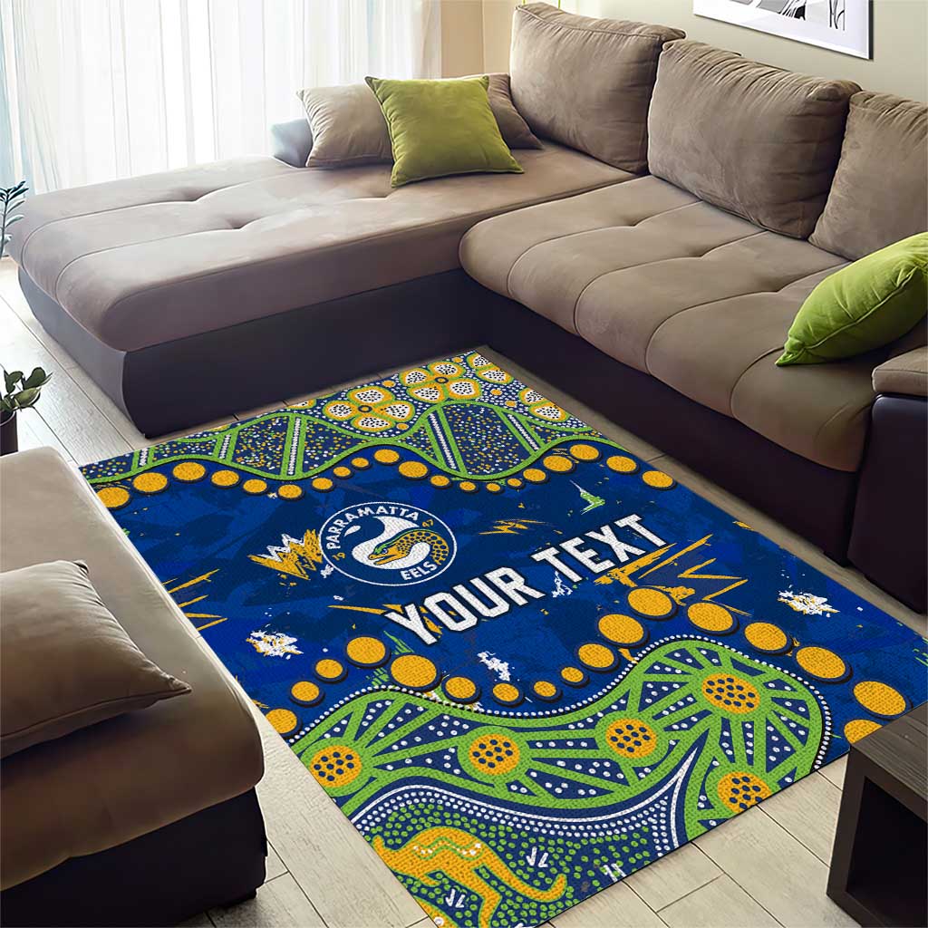 Personalized Parramatta Eels Area Rug Aboriginal Pattern with Graffiti Style Design