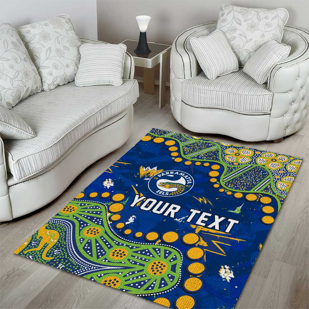 Personalized Parramatta Eels Area Rug Aboriginal Pattern with Graffiti Style Design