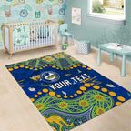 Personalized Parramatta Eels Area Rug Aboriginal Pattern with Graffiti Style Design